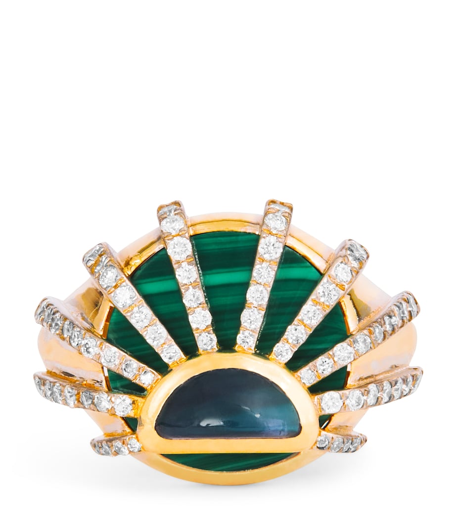 Yellow Gold, Diamond, Amethyst and Malachite N*93 Sun Dawn Ring YELLOW GOLD Image 1