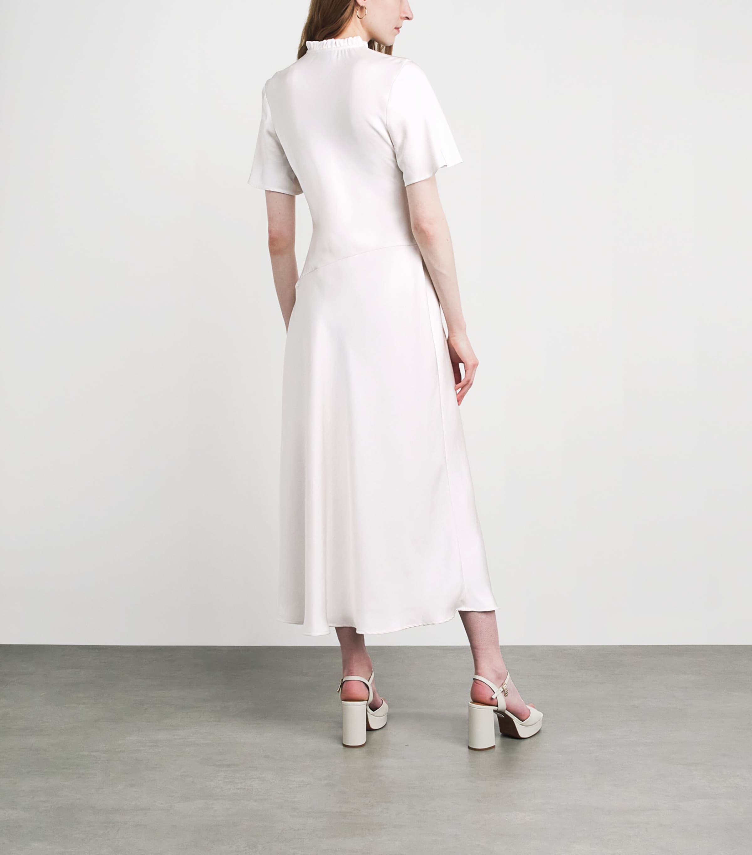 Claudie Pierlot Womens Satin Short-Sleeve Maxi Dress Ivory Image 4