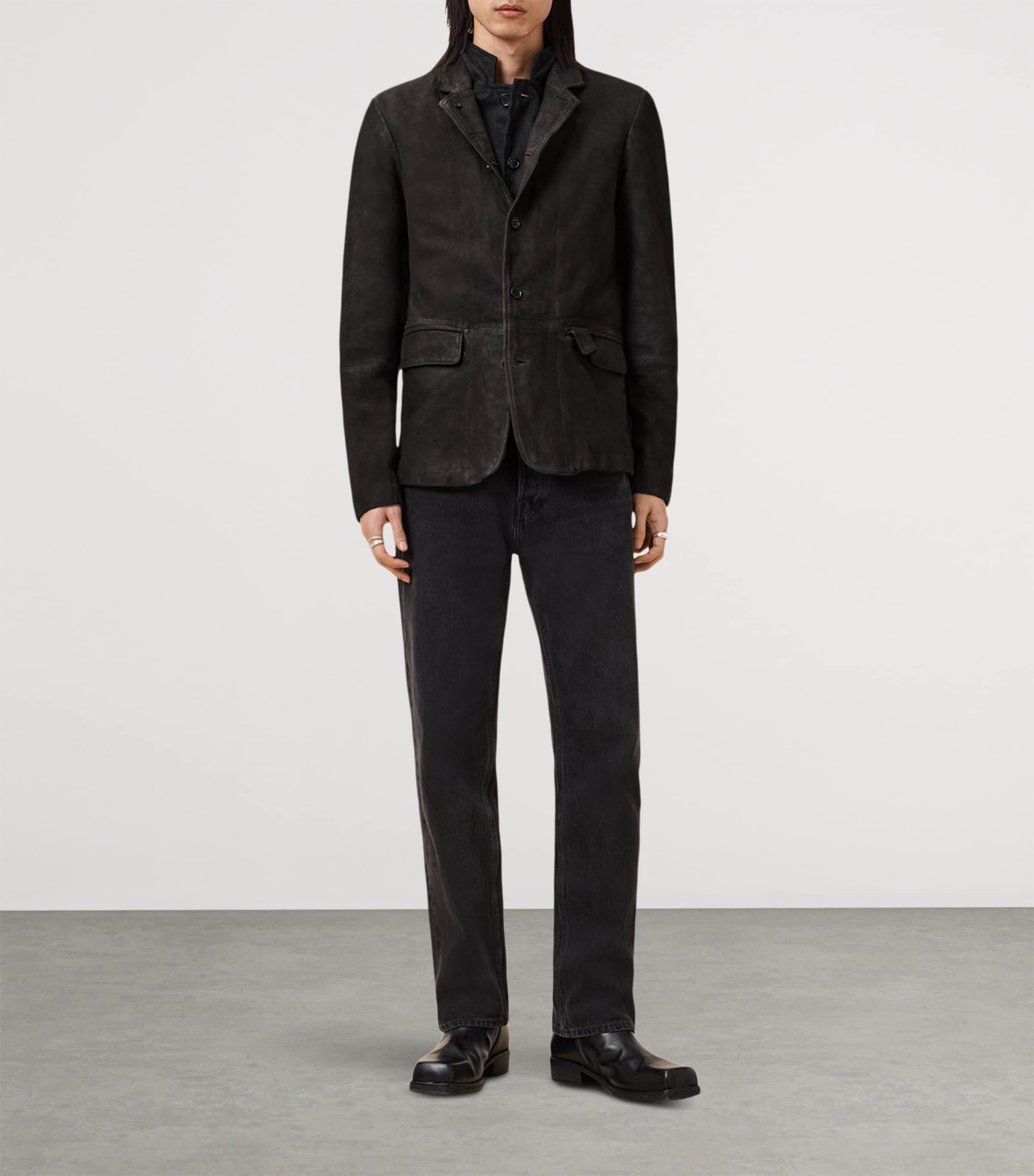 Leather Survey Blazer ANTHRACITE GREY Image 2