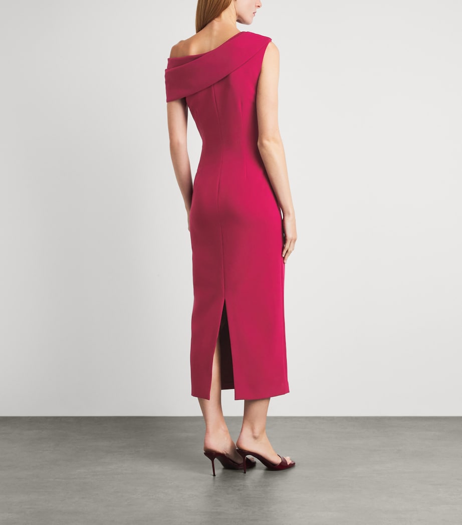 Roland Mouret Womens Asymmetric Midi Dress Dark Pink Image 4