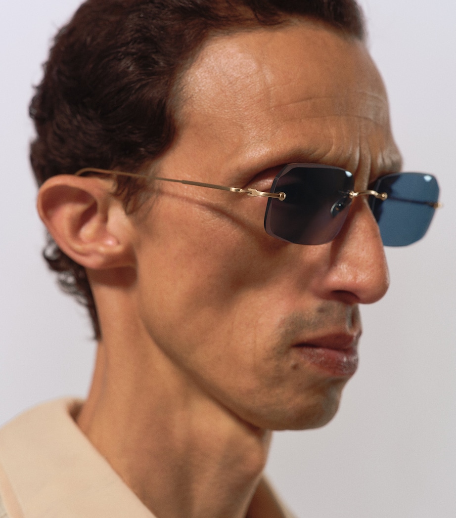 Matsuda M5004 Square-Frame Sunglasses Brshd Gold Blue Grey Image 2