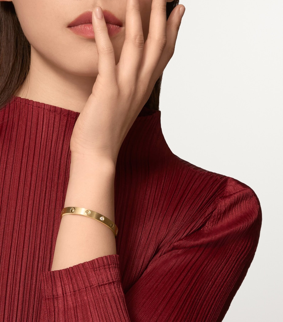 Yellow Gold and Diamond Brushed Love Bangle YELLOW GOLD Image 4