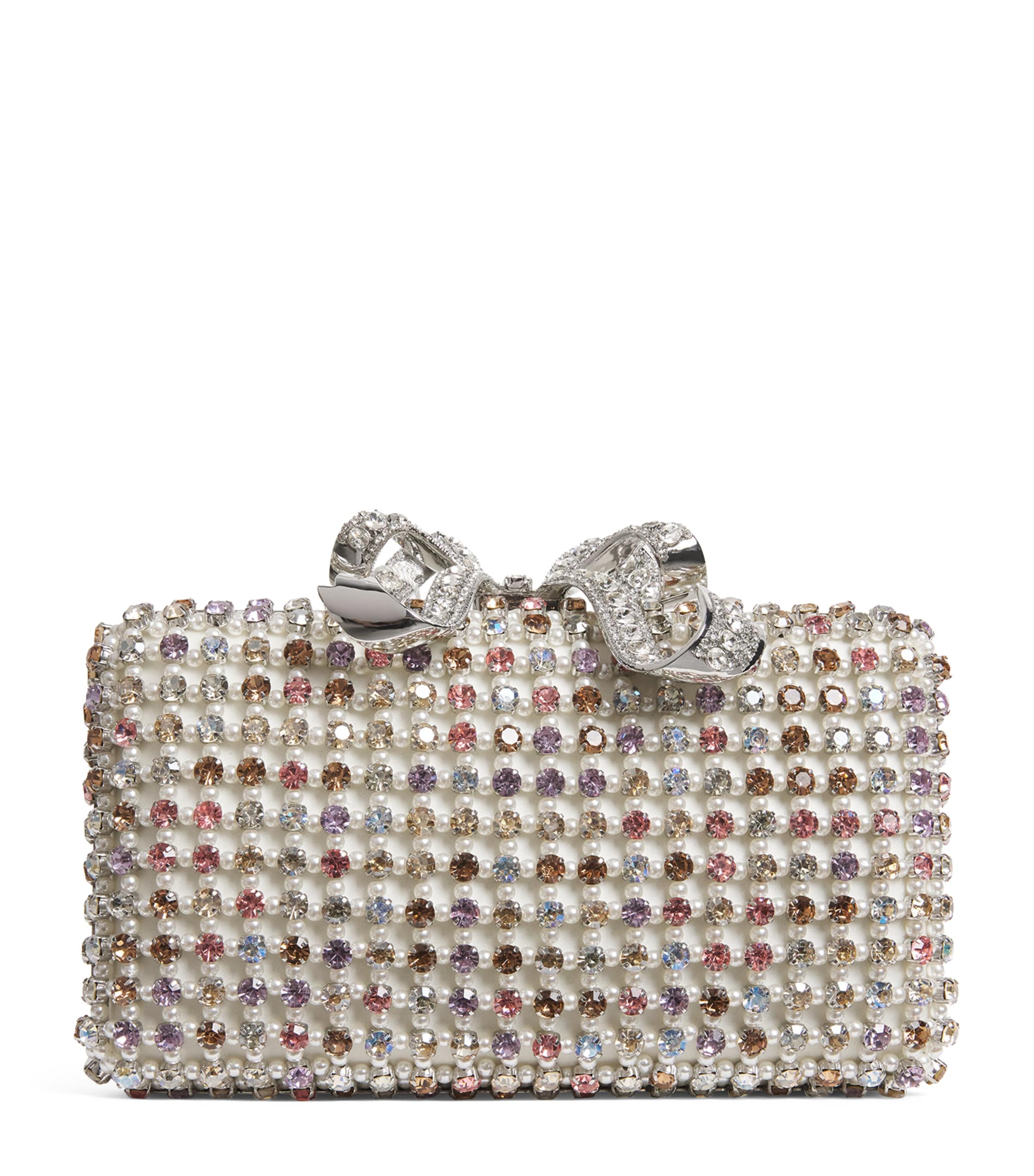 Self-portrait Crystal-embellished Clutch Bag In Multi