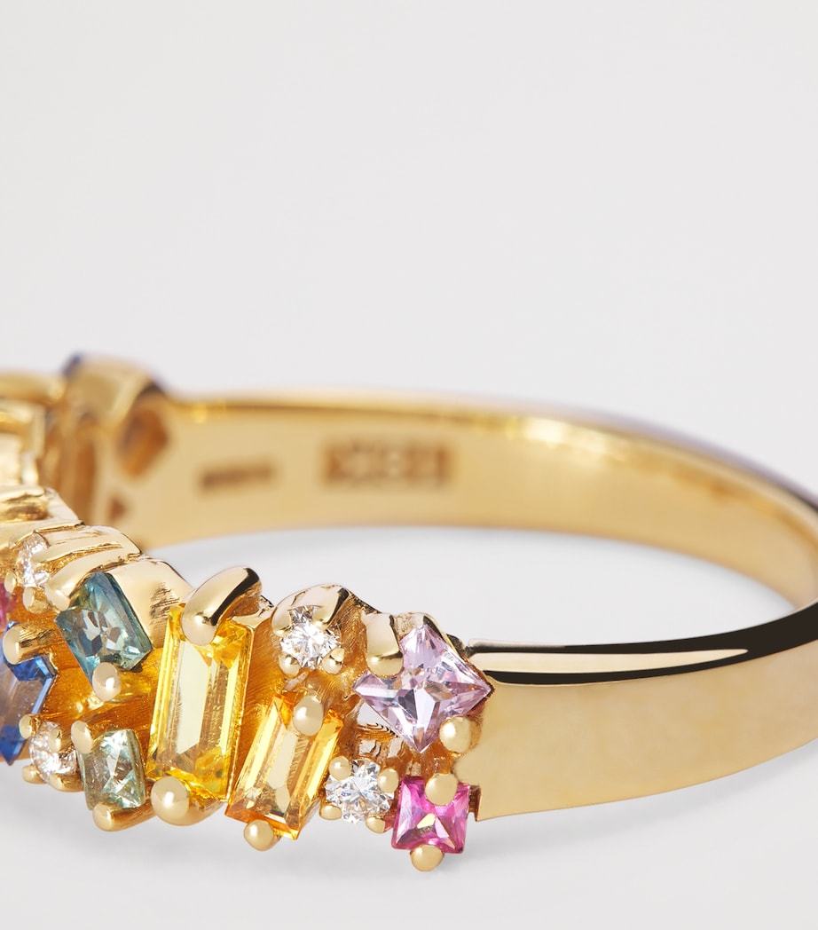 Yellow Gold, Diamond and Pastel Sapphire La Fantasie Half-Band Ring 18K YG/PS Image 6