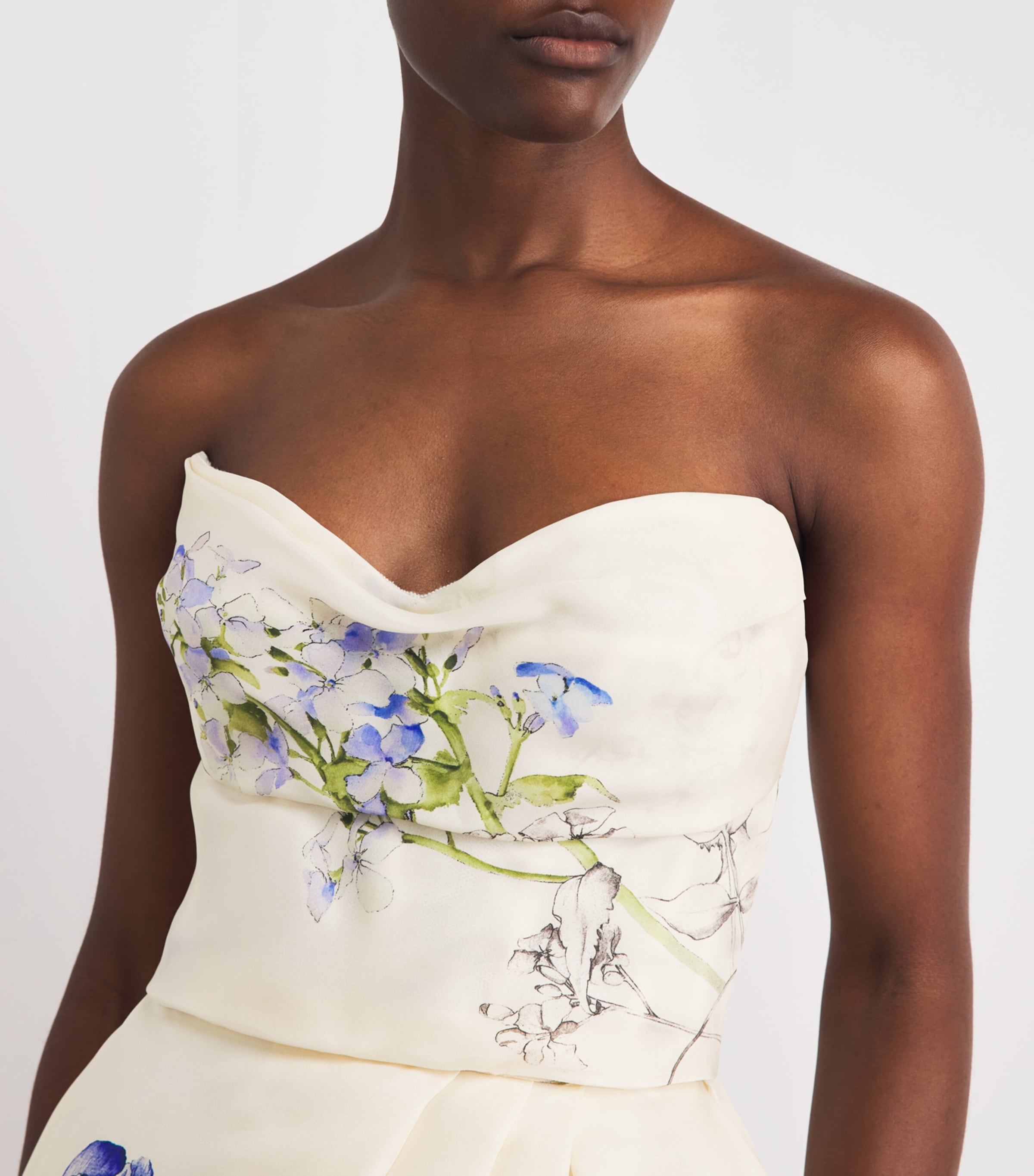 Monique Lhuillier Womens Silk Gazar Iris Bouquet Gown Ivory Multi Image 5