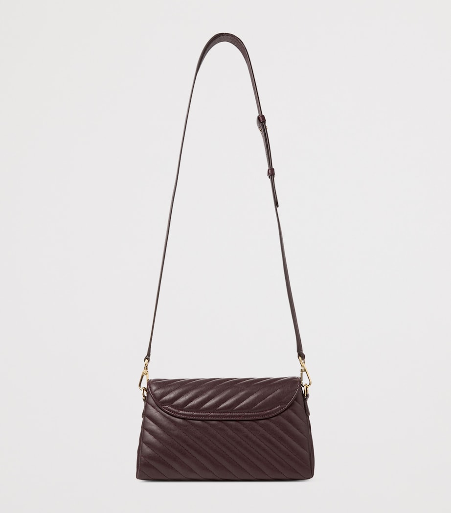 Curve Biker Leather Quilted Shoulder Bag DEEP MERLOT/SHINY GO Image 4