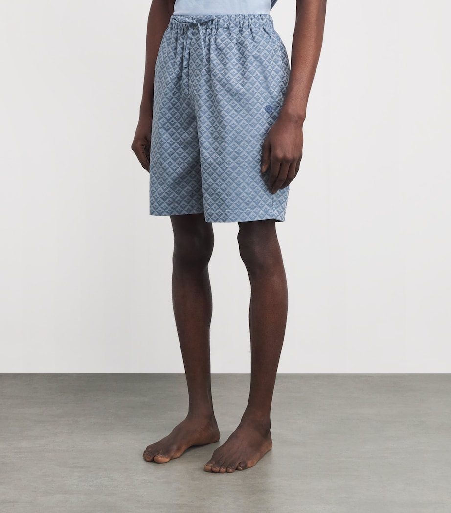 Cotton Geometric Logo Pyjama Shorts BLUE Image 3