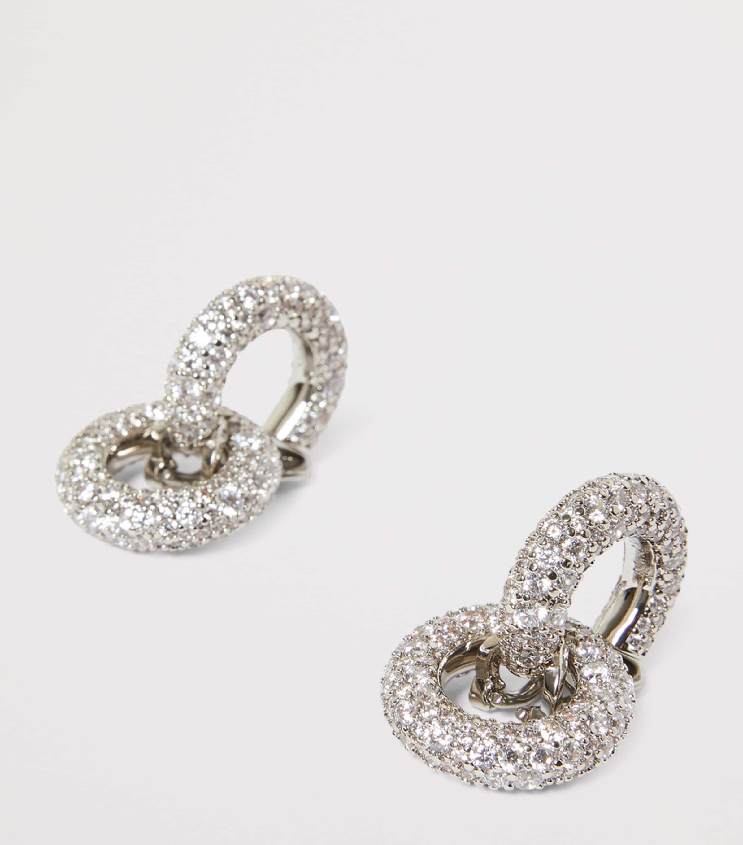 Rhinestone-Embellished Hoop Earrings SILVER Image 2