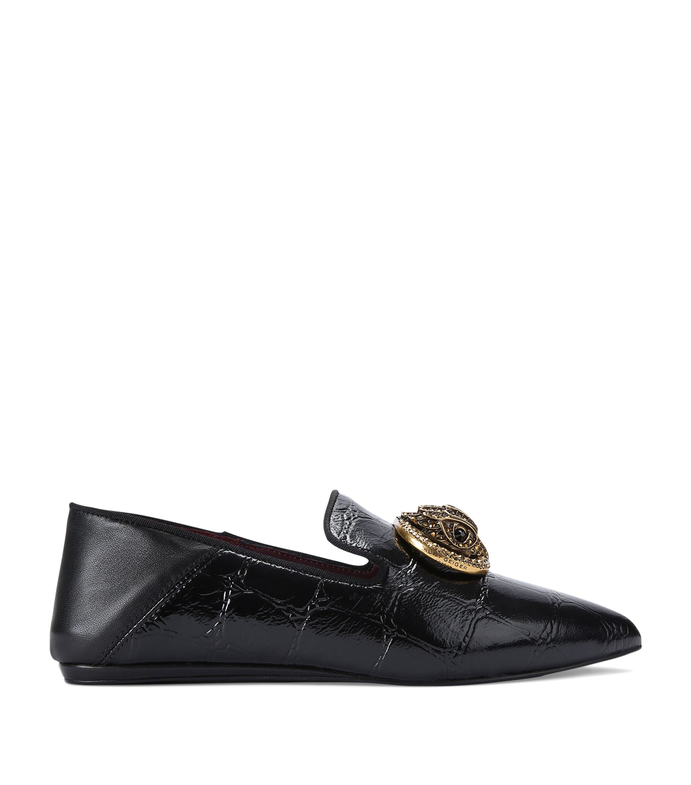 Kurt Geiger London Womens Black Chelsea Eagle-embellished Flat Patent-leather Loafers In Black