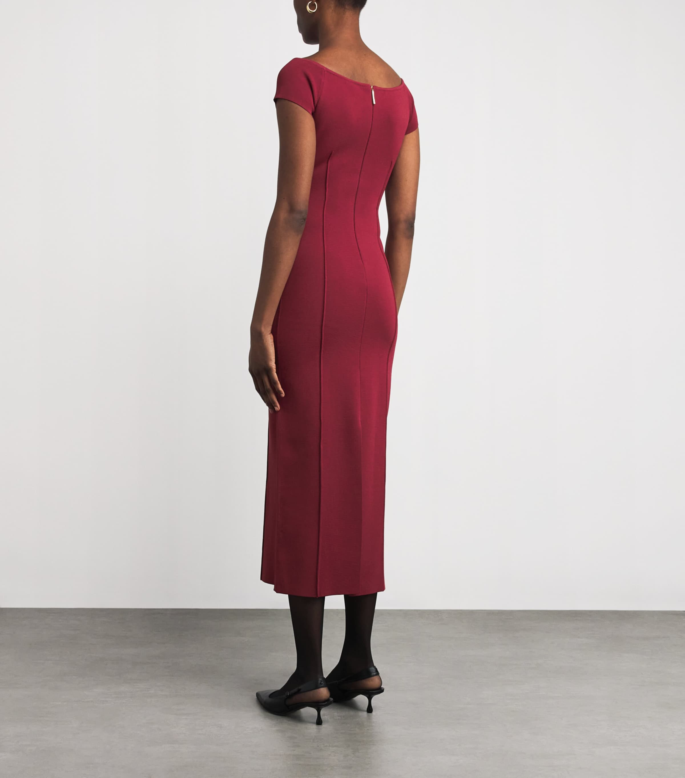 Milano-Knit Foin Compact Maxi Dress CHERRY Image 3