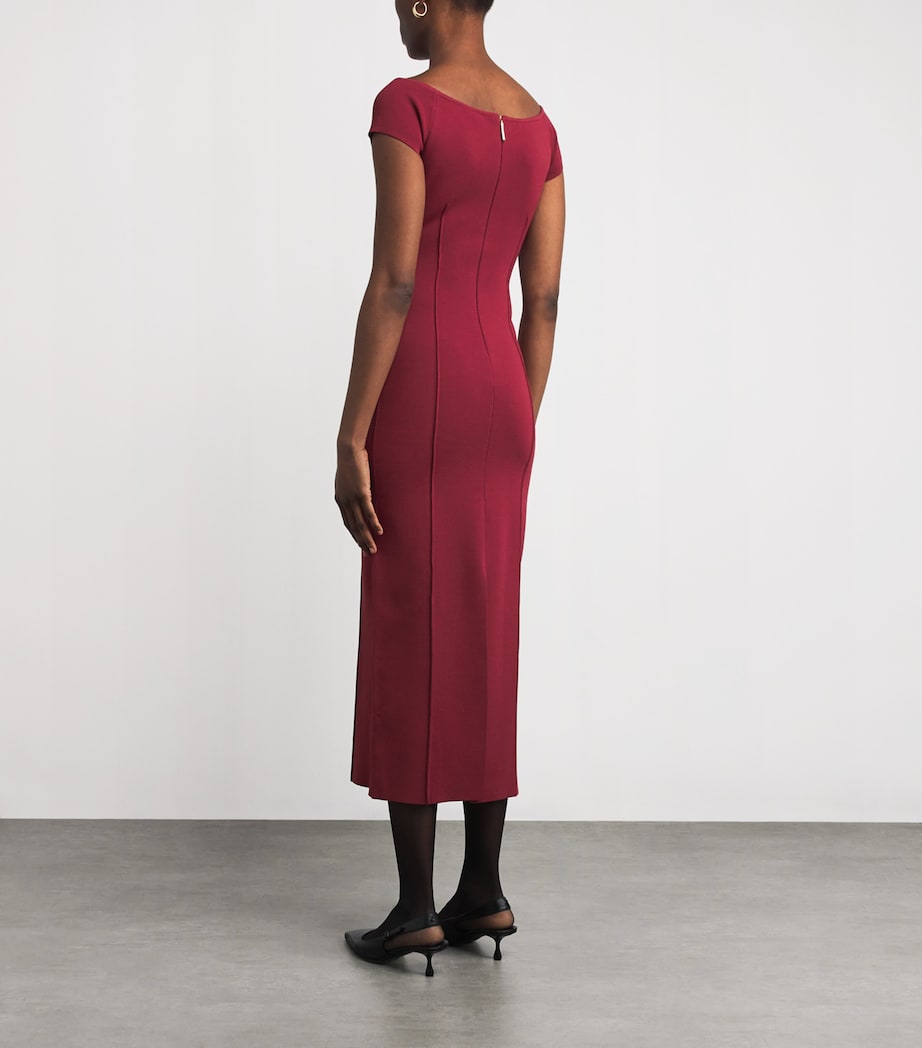 Milano-Knit Foin Compact Maxi Dress CHERRY Image 3