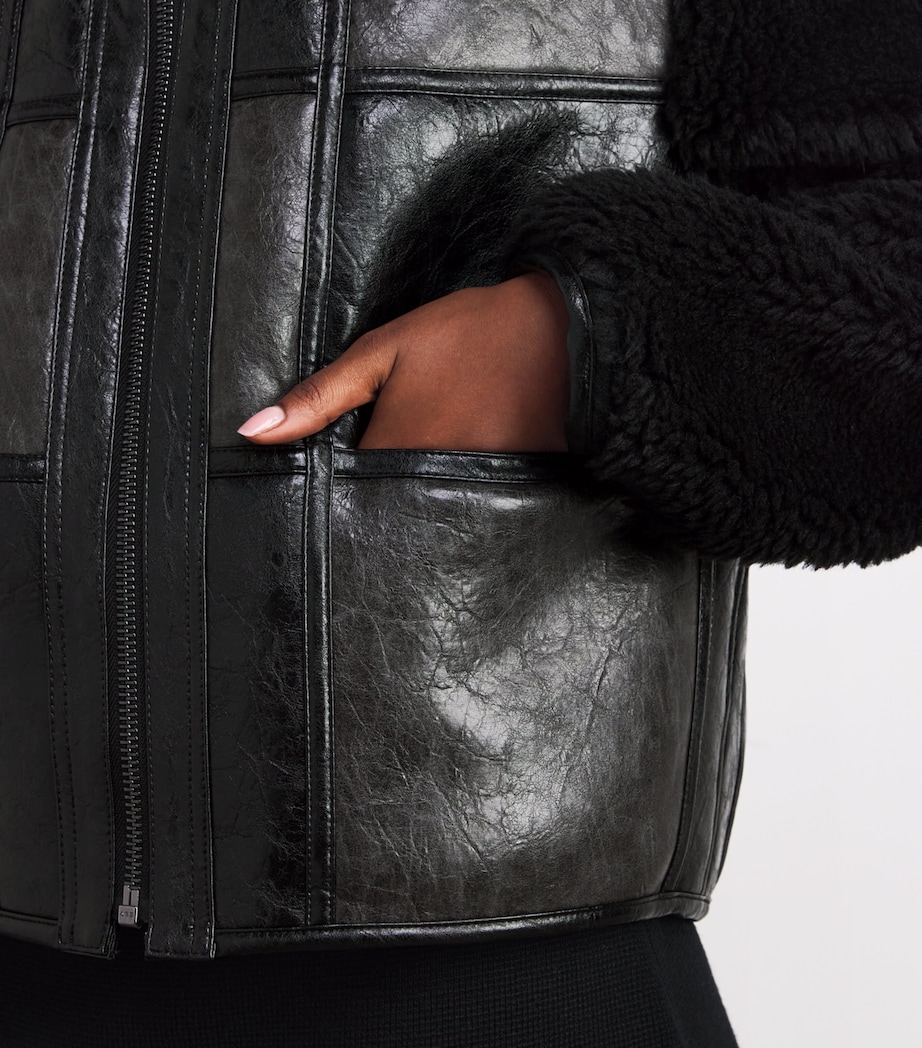 Faux Fur-Trim Bomber Jacket BLACK GREY Image 6
