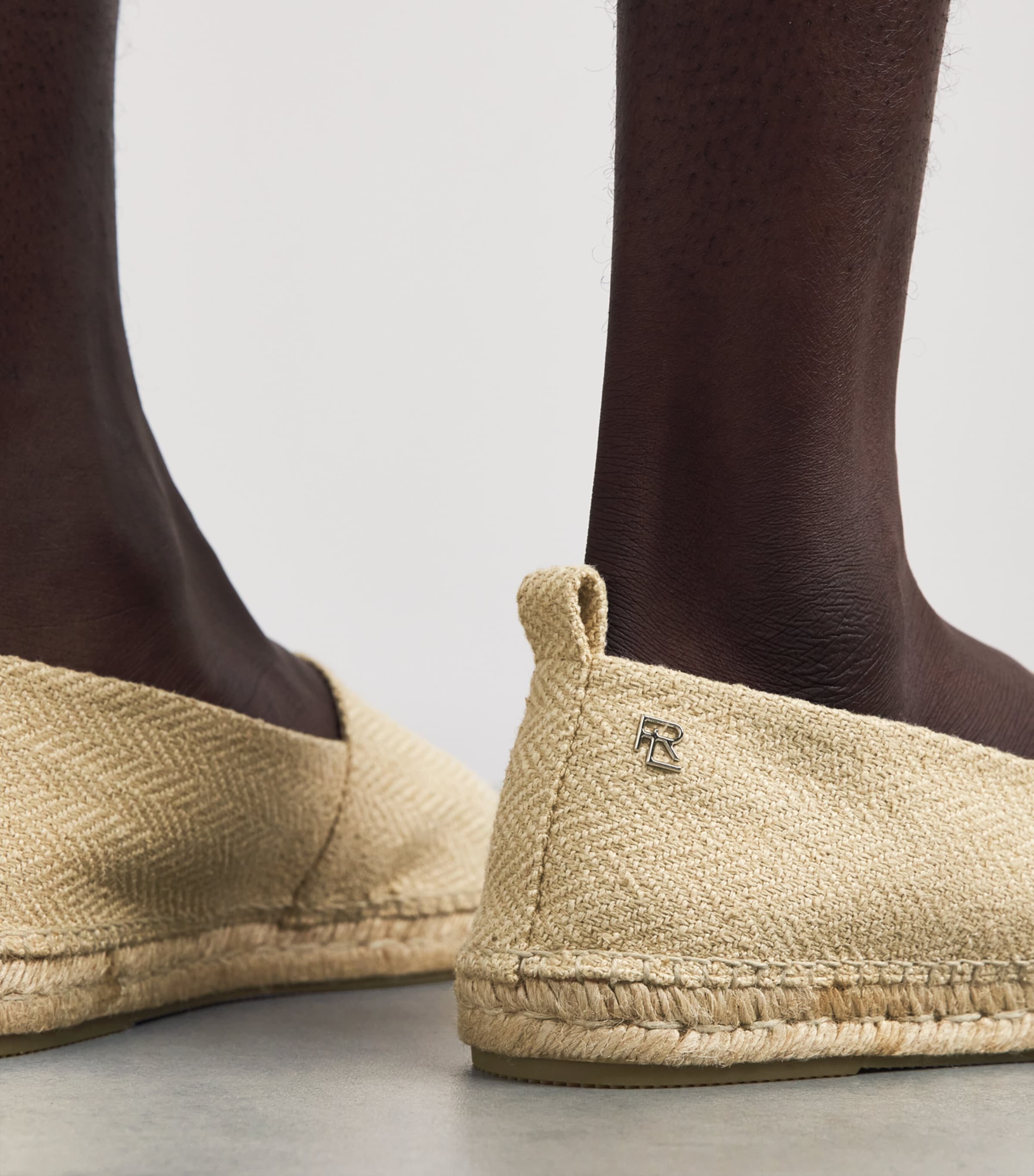 Ralph Lauren Purple Label Silk Herringbone Bosworth Flat Espadrilles Sand Image 2
