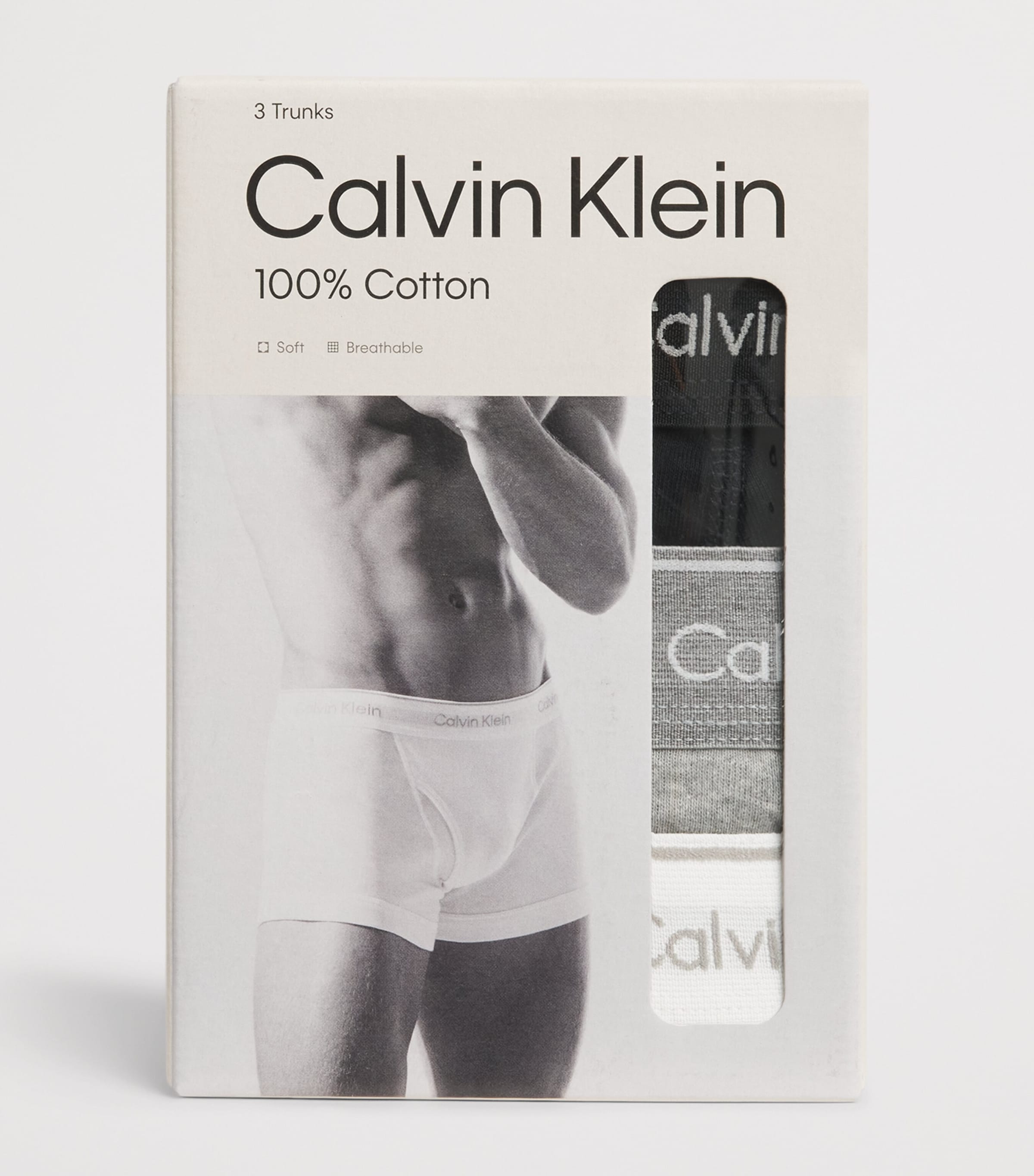 Calvin Klein Mens Cotton Trunks (Pack of 3) Black/grey Heat Image 4