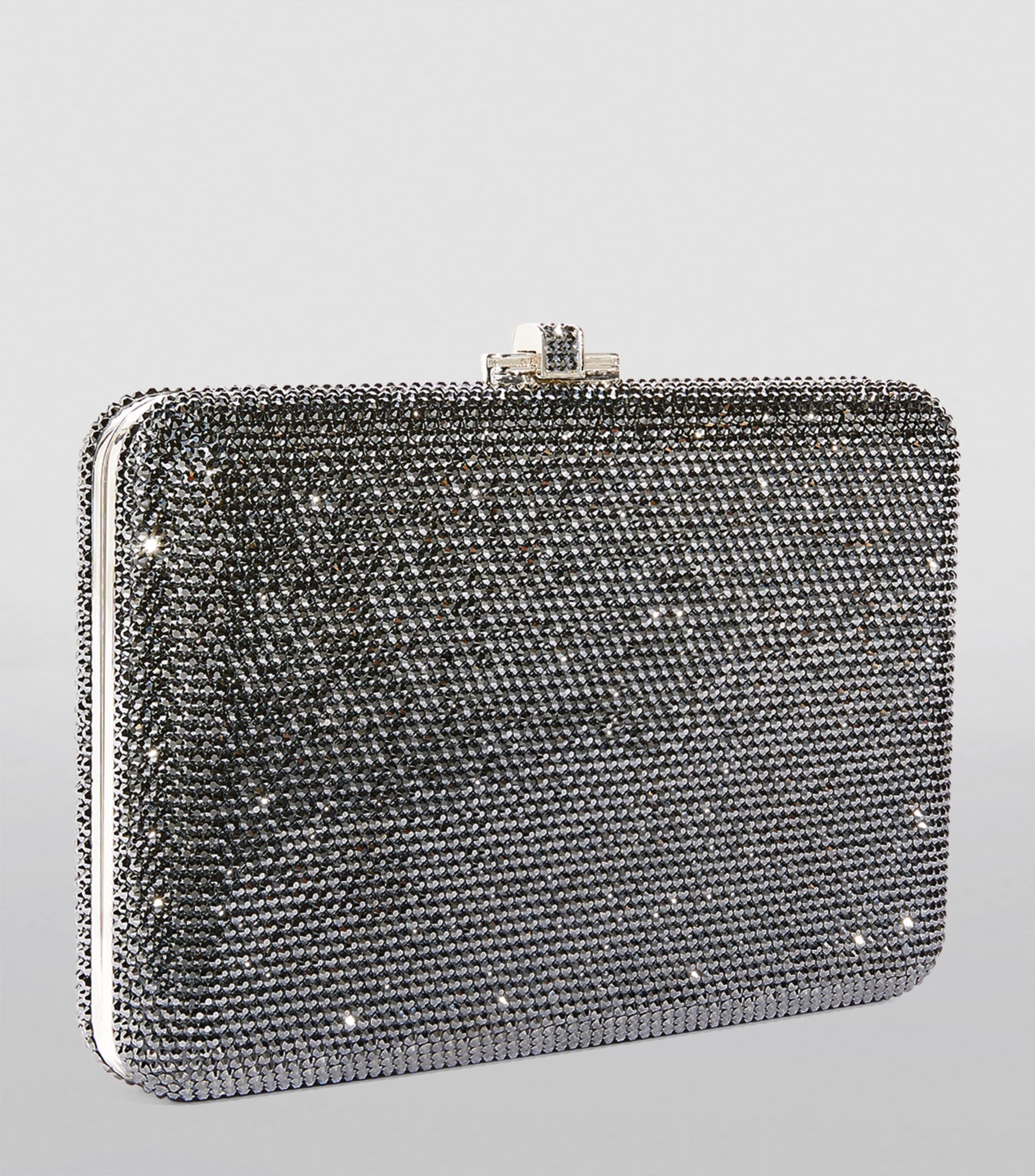 Judith Leiber Crystal-Embellished Slim Slide Clutch Bag Silver Hematite Image 2