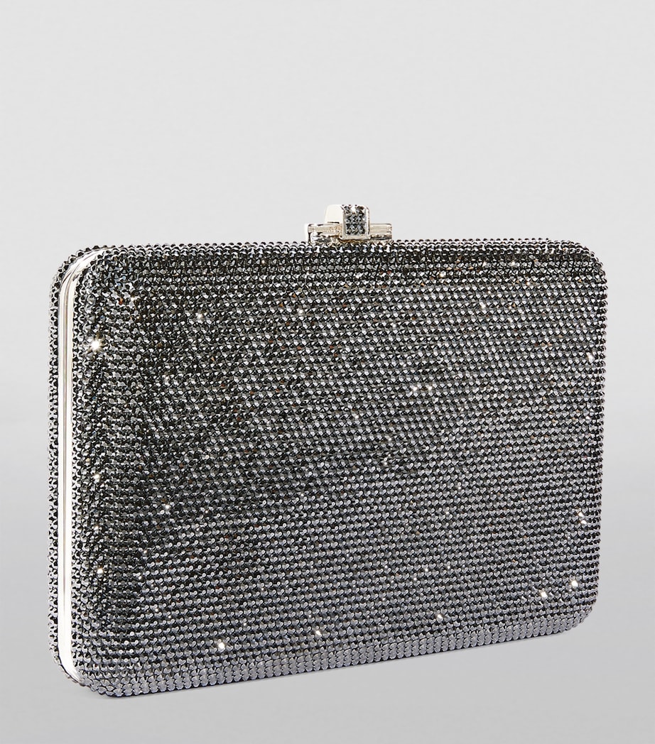 Judith Leiber Crystal-Embellished Slim Slide Clutch Bag Silver Hematite Image 2