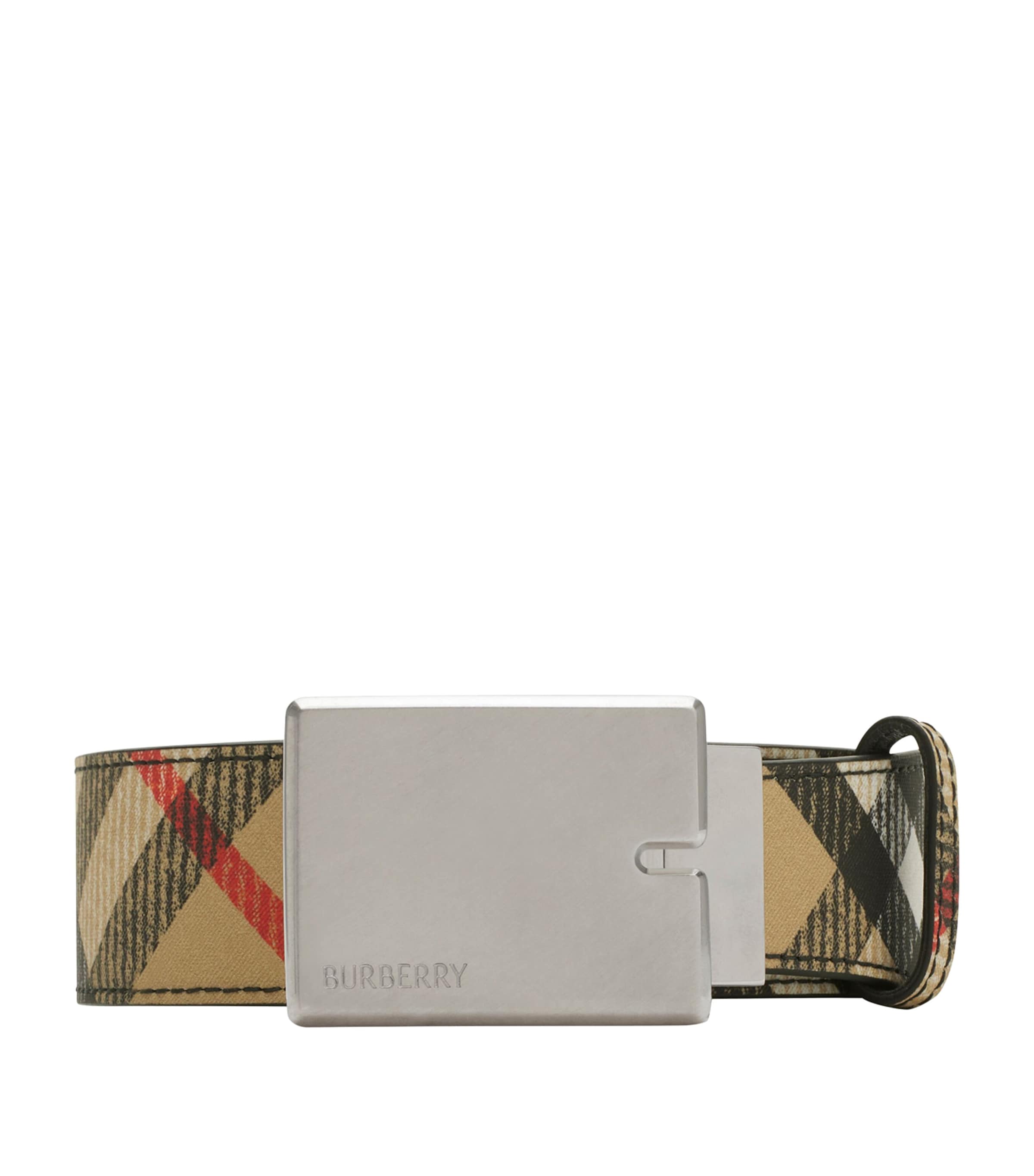 Leather Check Reversible Belt SAND/SLATE Image 1