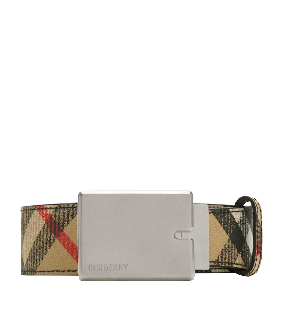 Leather Check Reversible Belt SAND/SLATE Image 1