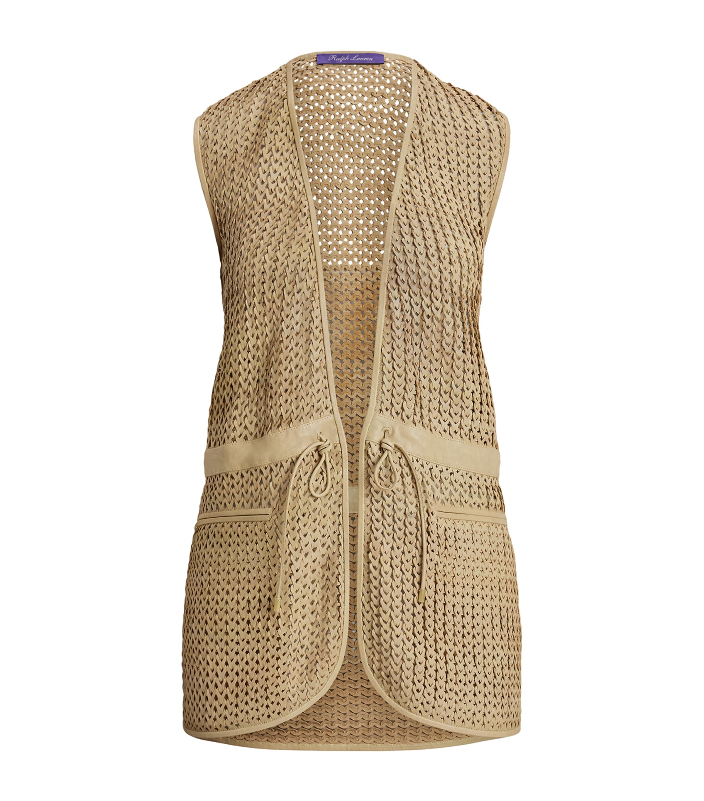 Ralph Lauren Woven-leather Tabetha Vest In Beige