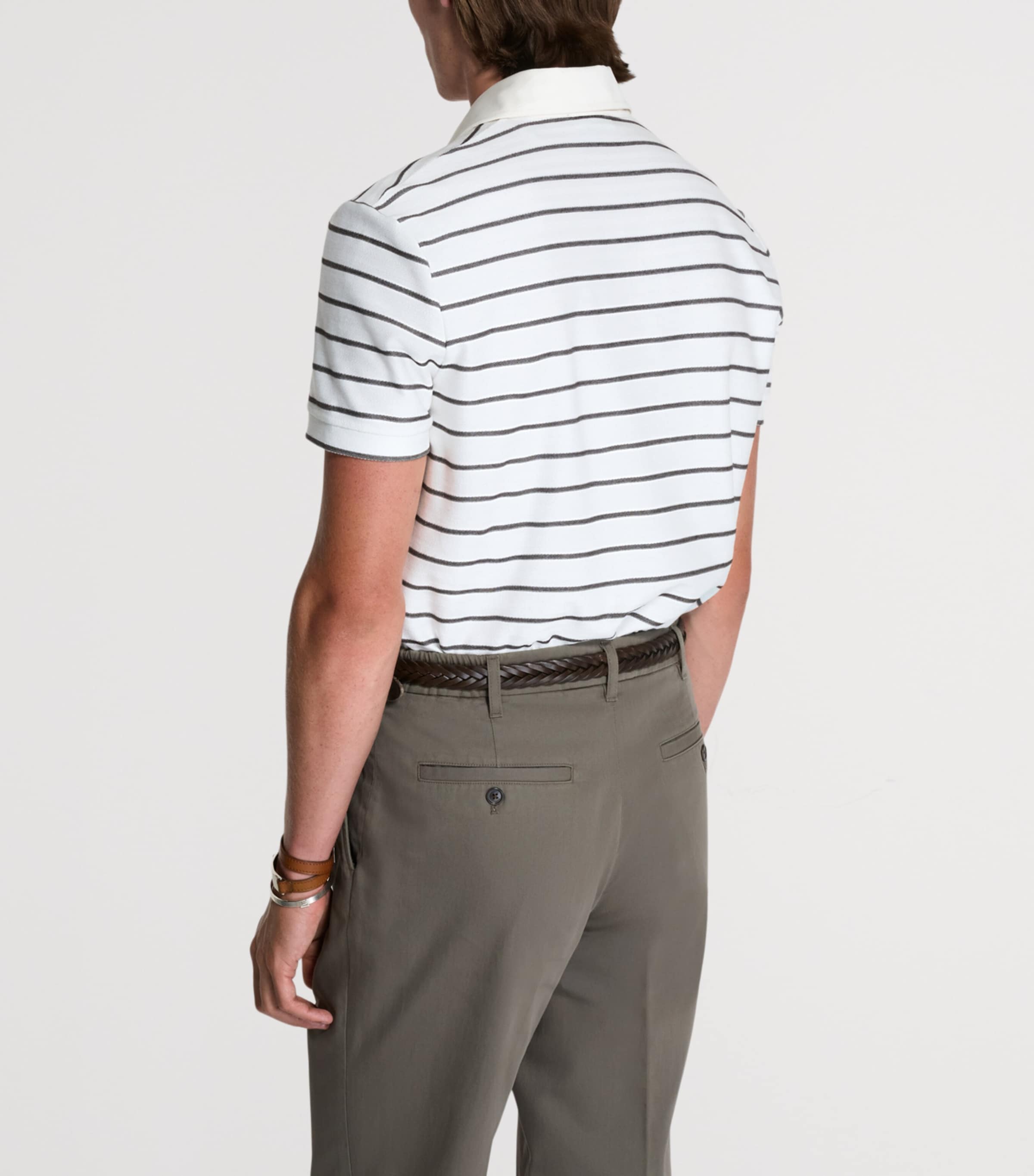 Dunhill Mens Stripe Polo Shirt Brown Image 3