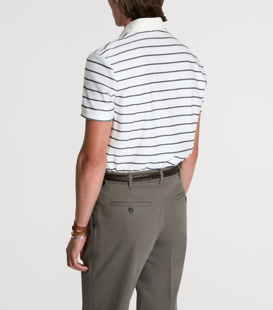 Dunhill Mens Stripe Polo Shirt Brown Image 3