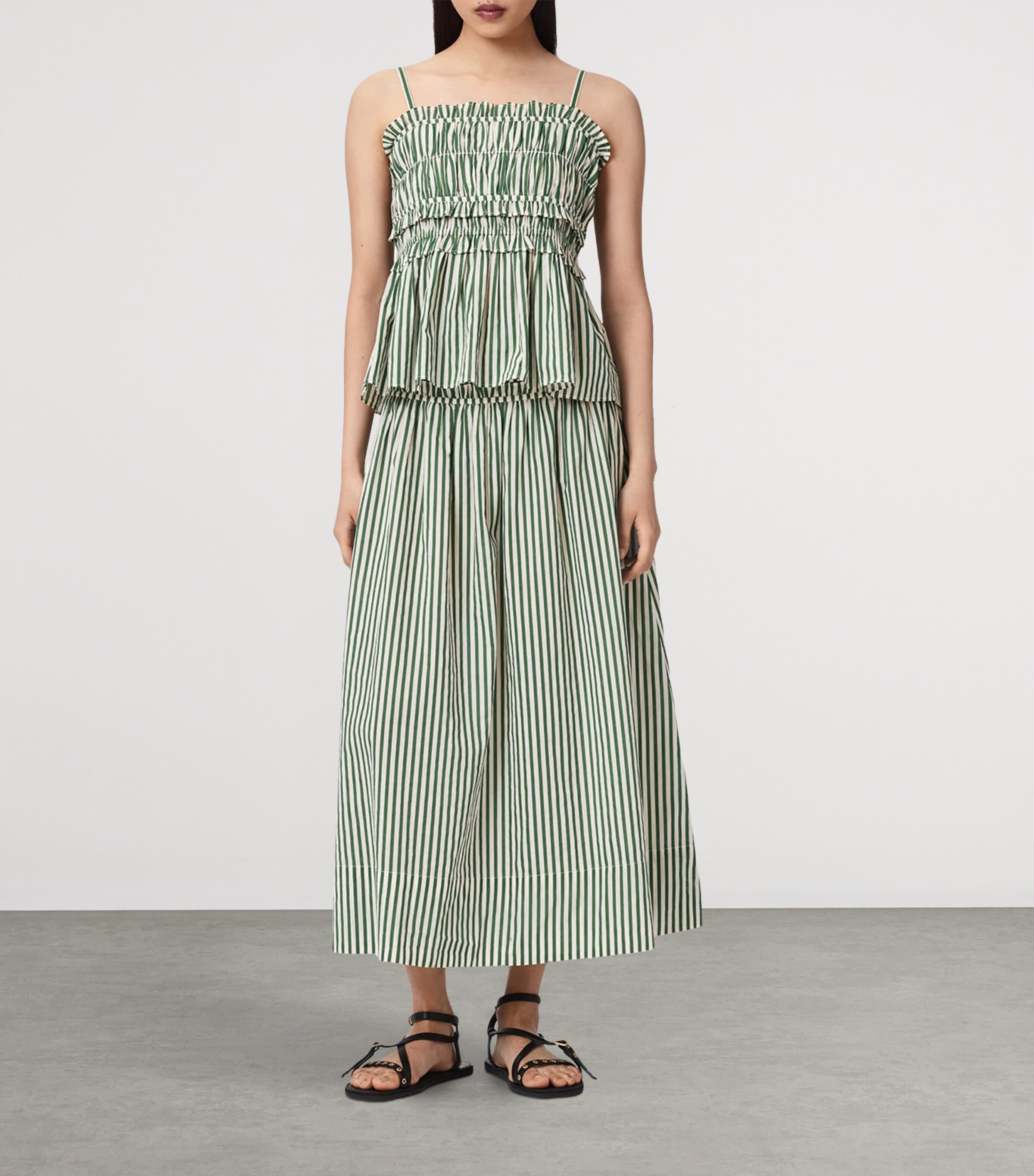 AllSaints Womens Organic Cotton Kali Maxi Skirt Apple Green/white Image 8
