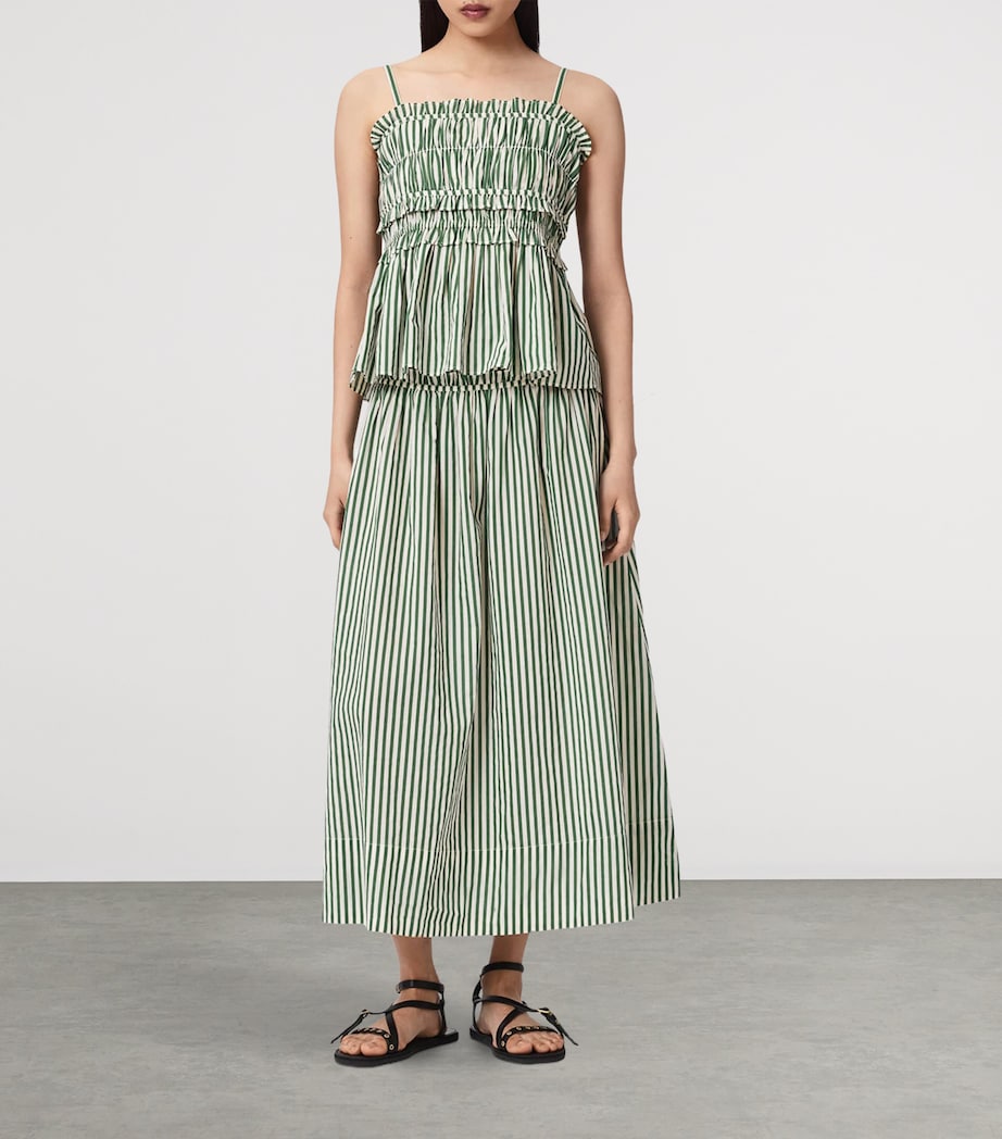 AllSaints Womens Organic Cotton Kali Maxi Skirt Apple Green/white Image 8