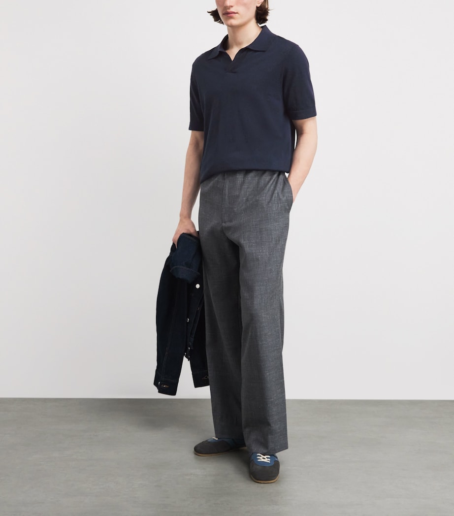 NN07 Mens Cotton-Linen Ryan Polo Shirt Navy Blue Image 2