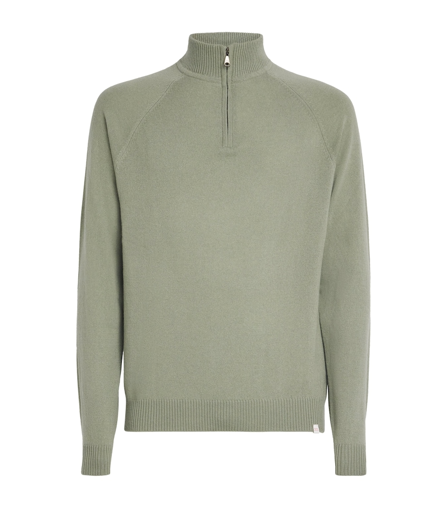Cashmere Quarter-Zip Sweater GREEN Image 1