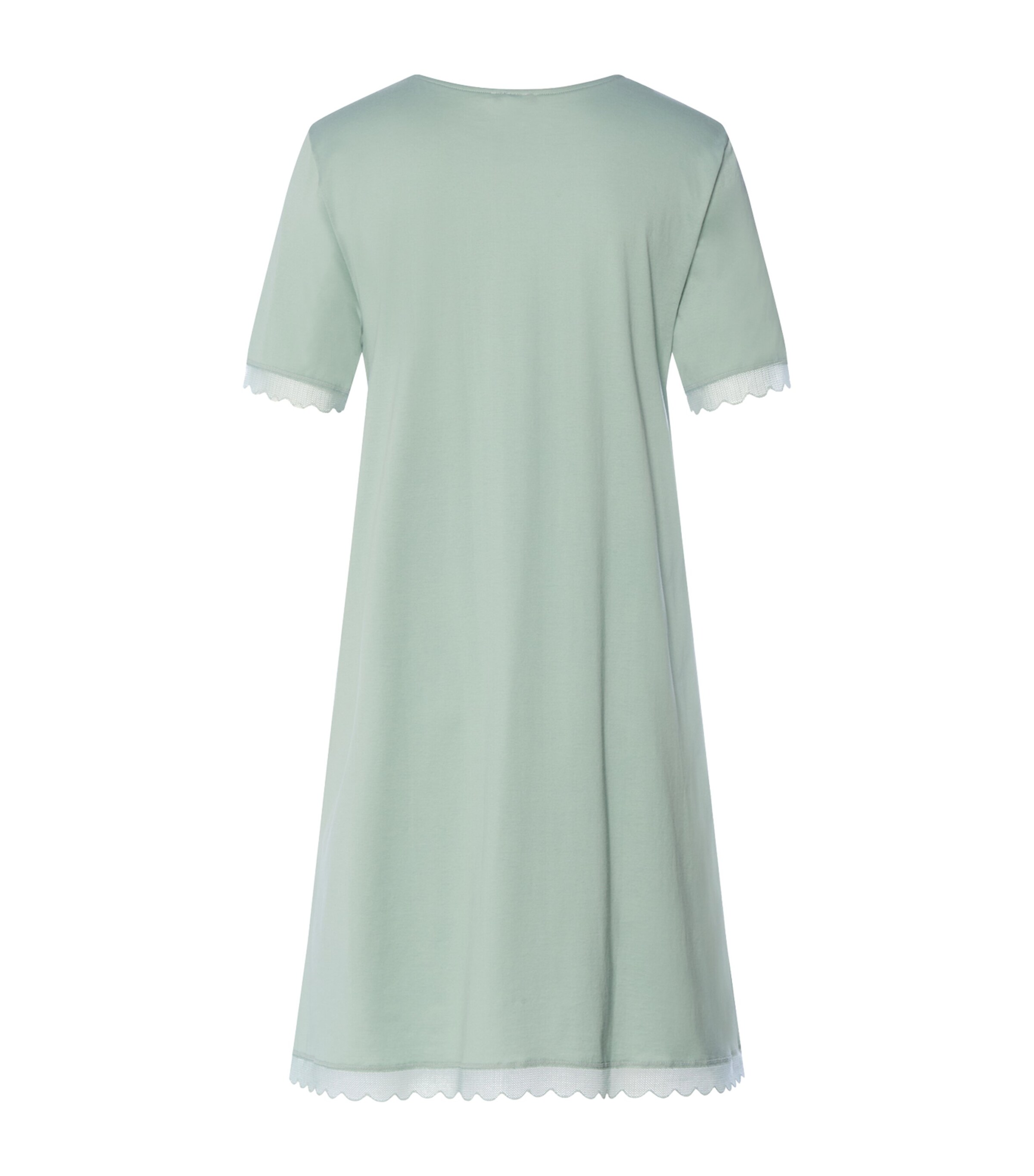 Hanro Womens Cotton Short-Sleeve Inaya Nightdress Dark Seafoam Image 5
