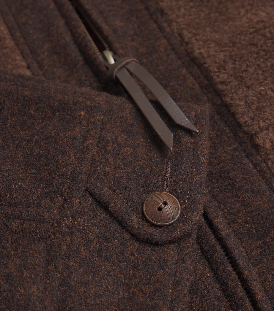 Double-Knit Fleece-Detail Jacket BROWN Image 5