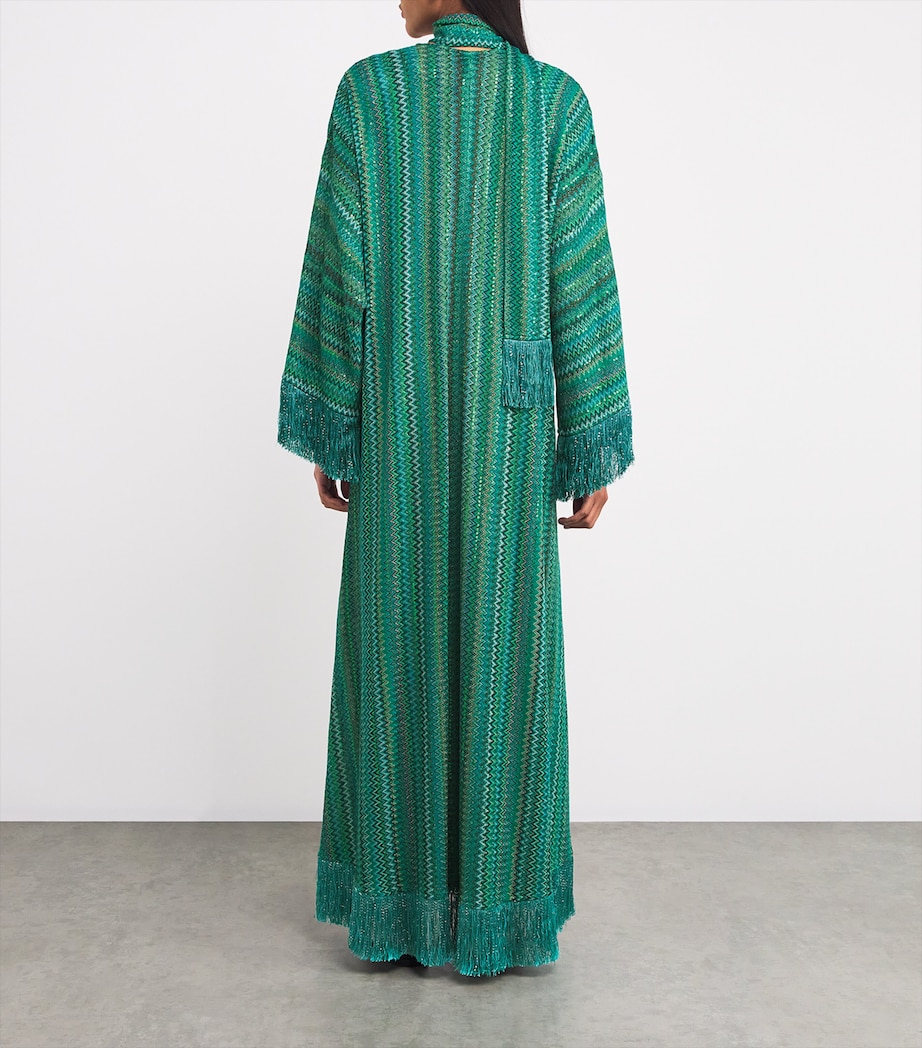 Fringed Zigzag Kaftan S614K EMRLD TEAL BLK Image 3