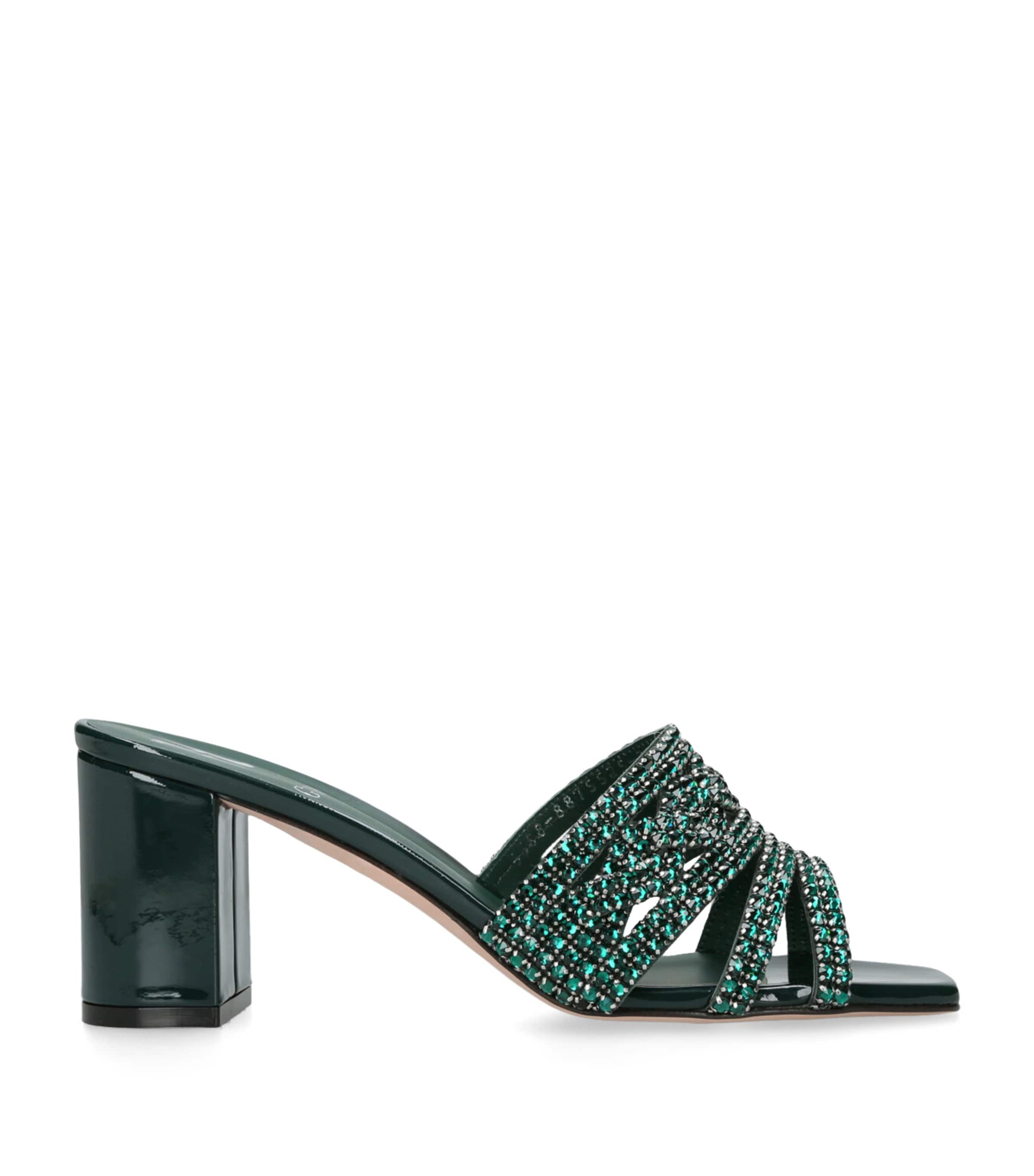 Gina Patent Leather Embellished Maine Mules 70 In Green