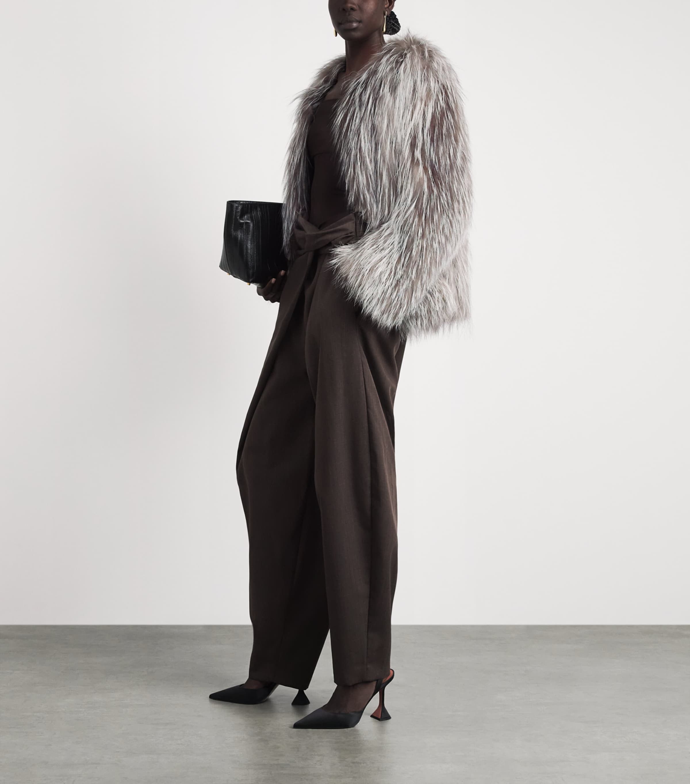 Yves Salomon Womens Fox Fur Coat Silve Image 2