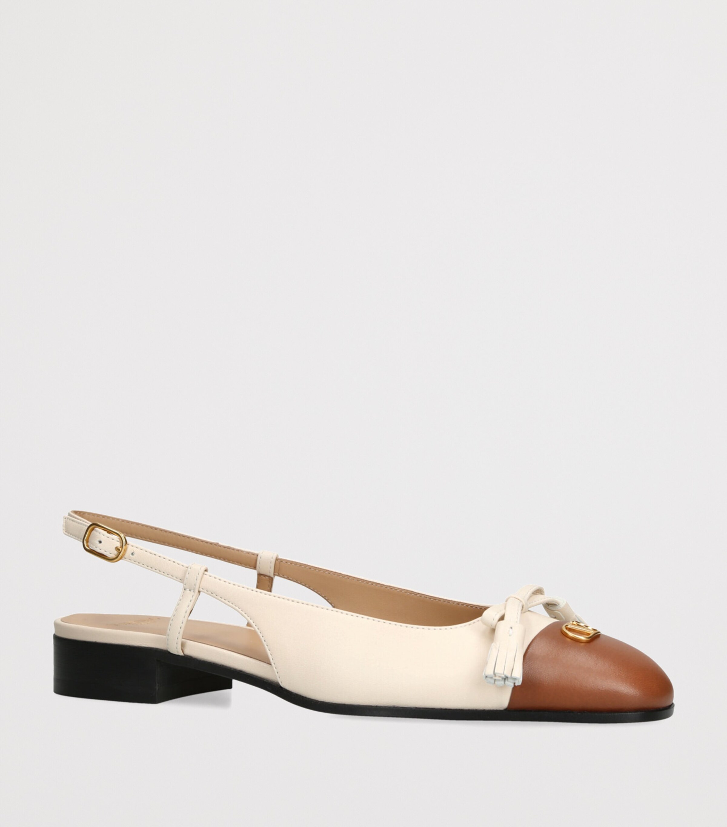 Leather Valet Du Roe Slingback Flats 25 CREAM COMB Image 3
