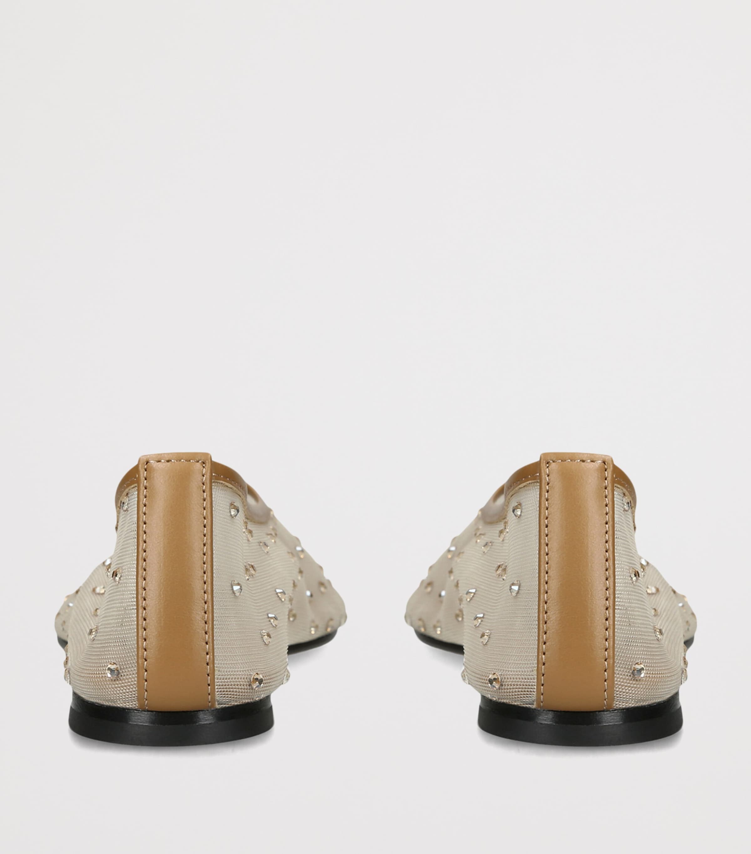 Dear Frances Mesh Embellished Balla Ballet Flats Camel Image 2
