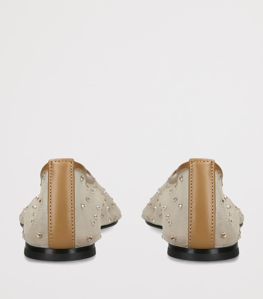 Dear Frances Mesh Embellished Balla Ballet Flats Camel Image 2