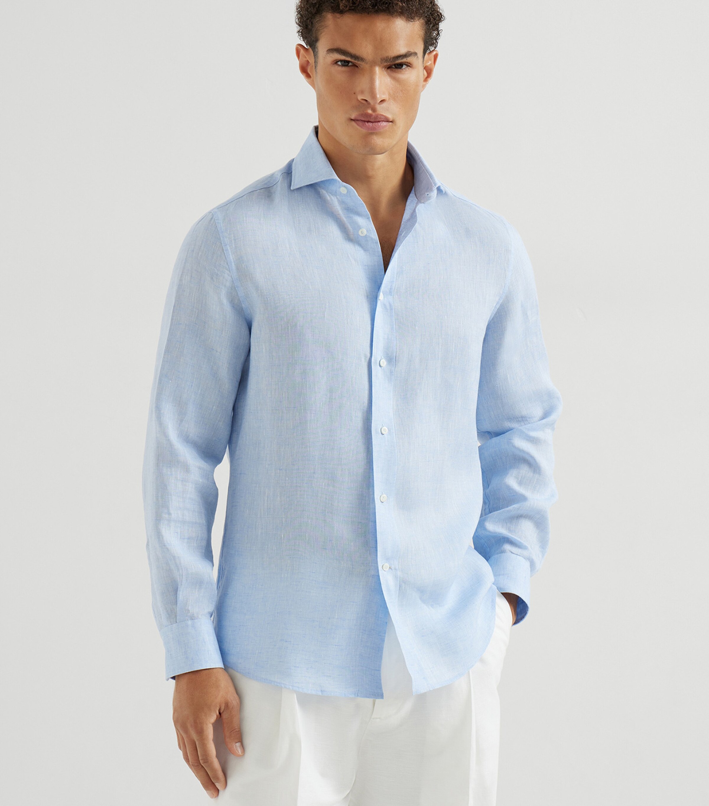 Brunello Cucinelli Mens Linen Easy-Fit Shirt Image 3
