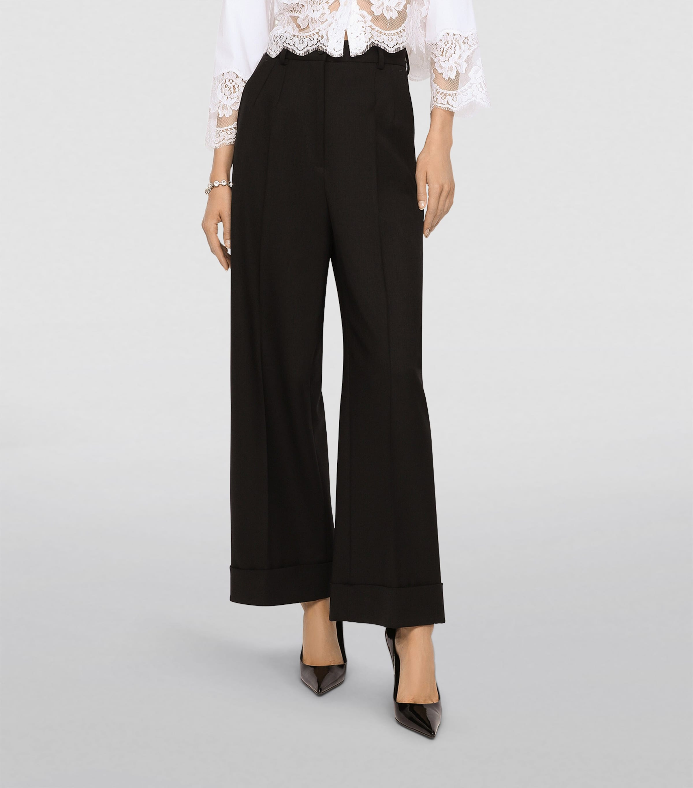 Cropped Lace-Trim Shirt W0800-OPTICAL WHITE Image 5