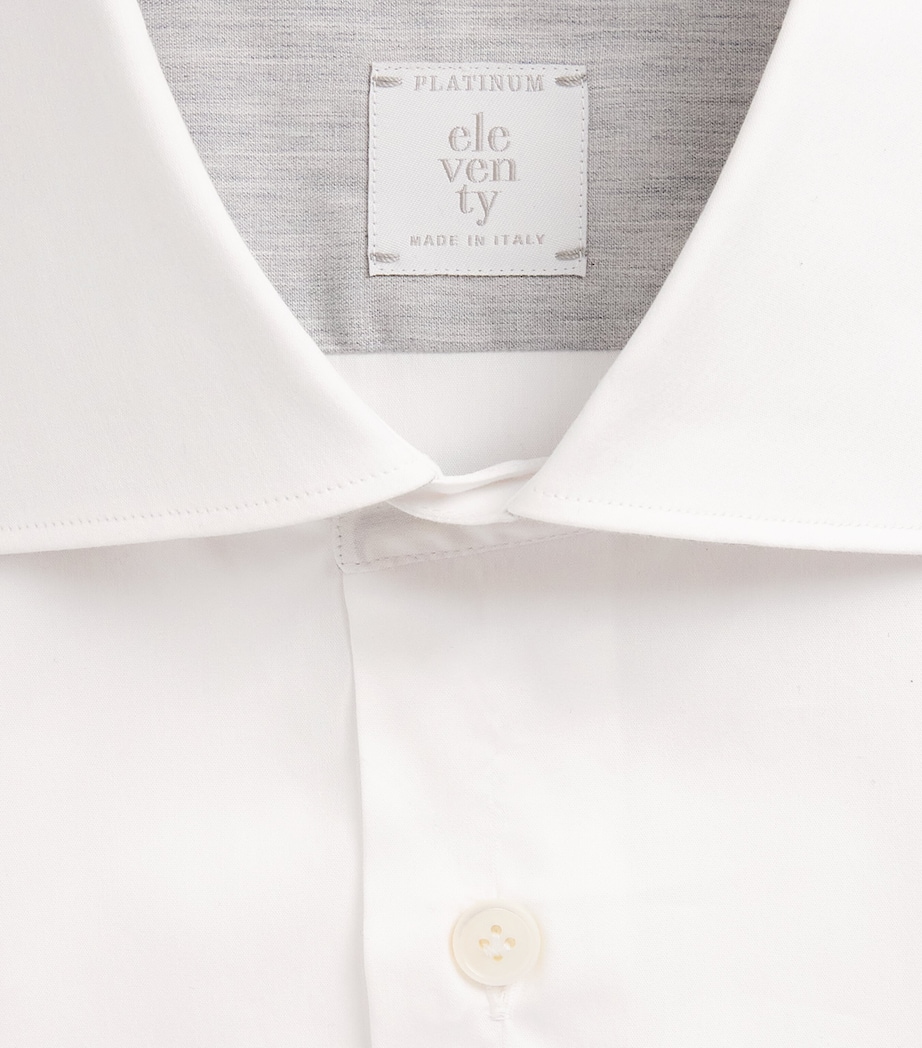 Eleventy Mens Stretch-Cotton Shirt Bianco Image 6
