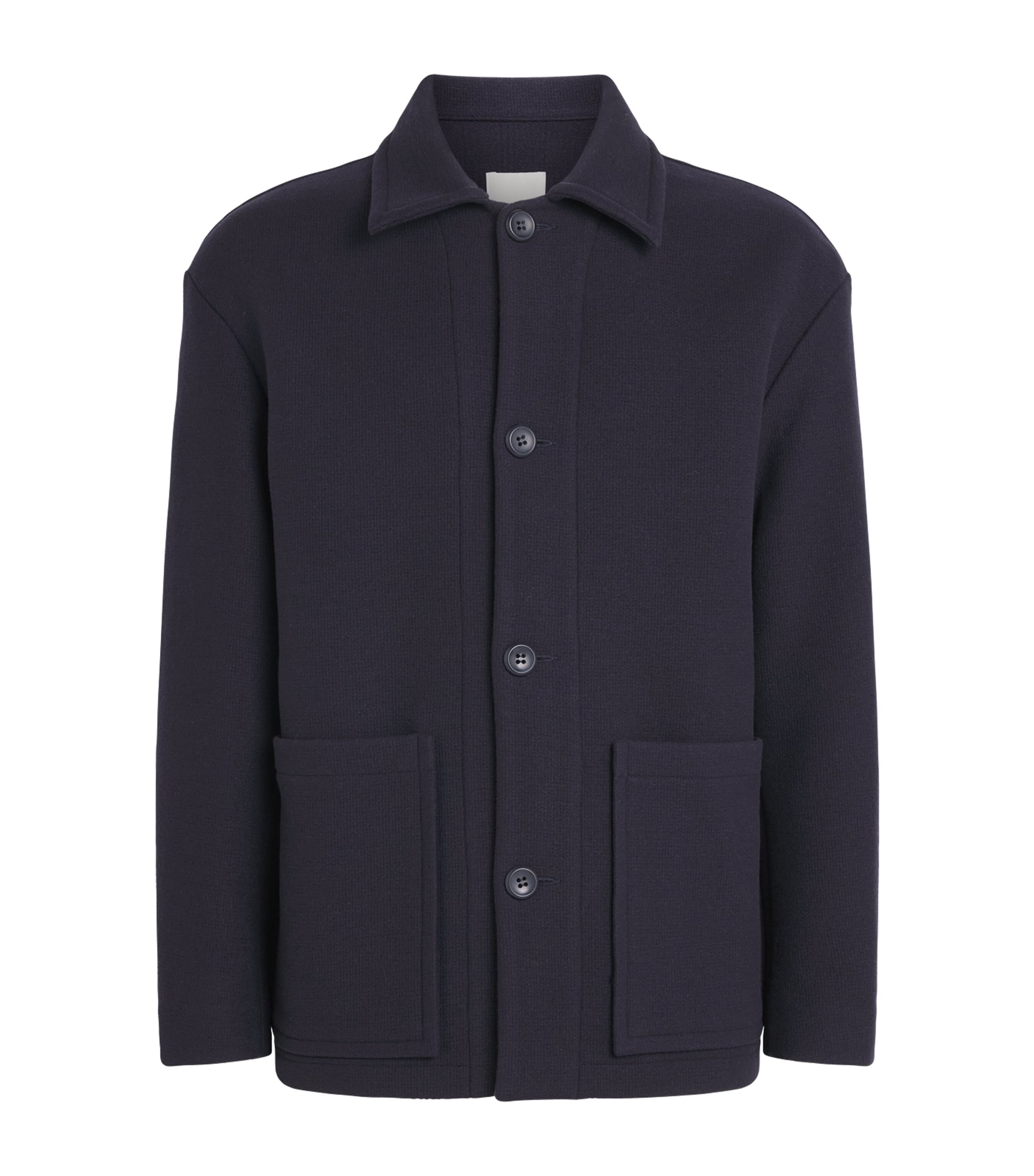 Sandro Paris Wool-blend Overshirt In Blue