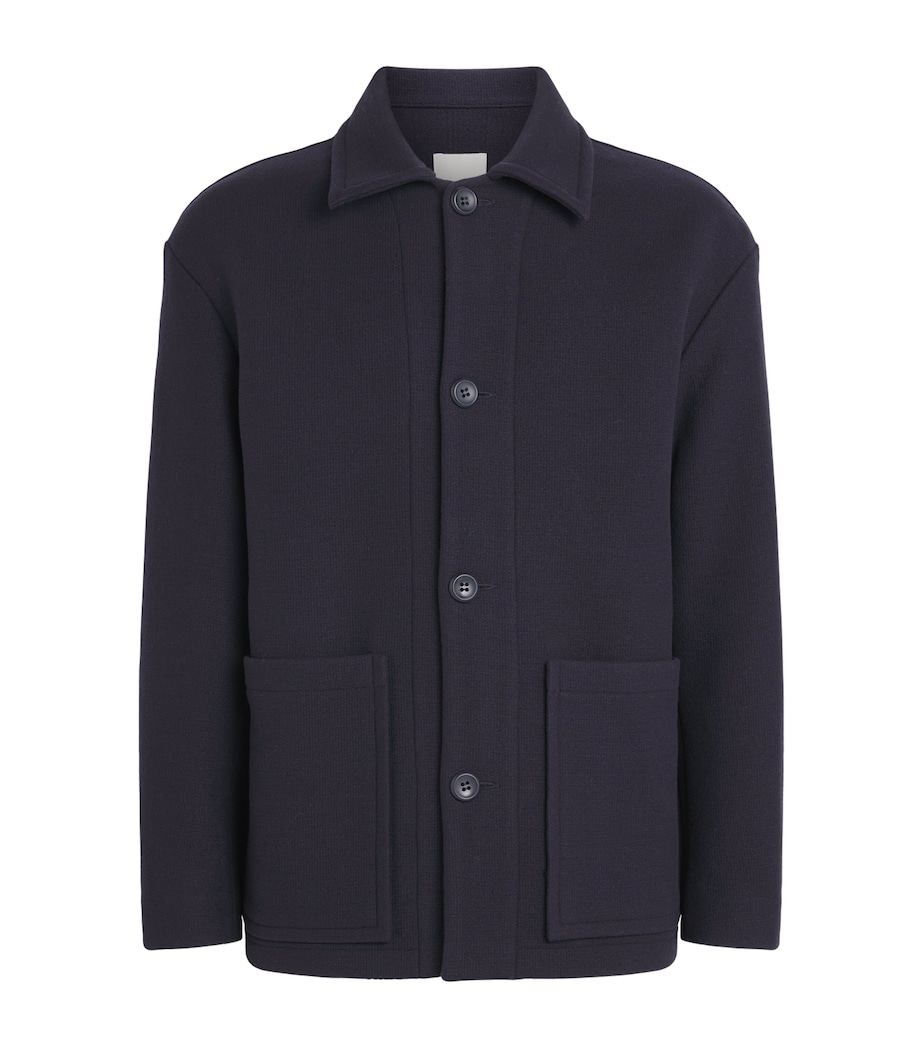 Sandro Paris Mens Wool-Blend Overshirt Midnight Blue Image 1