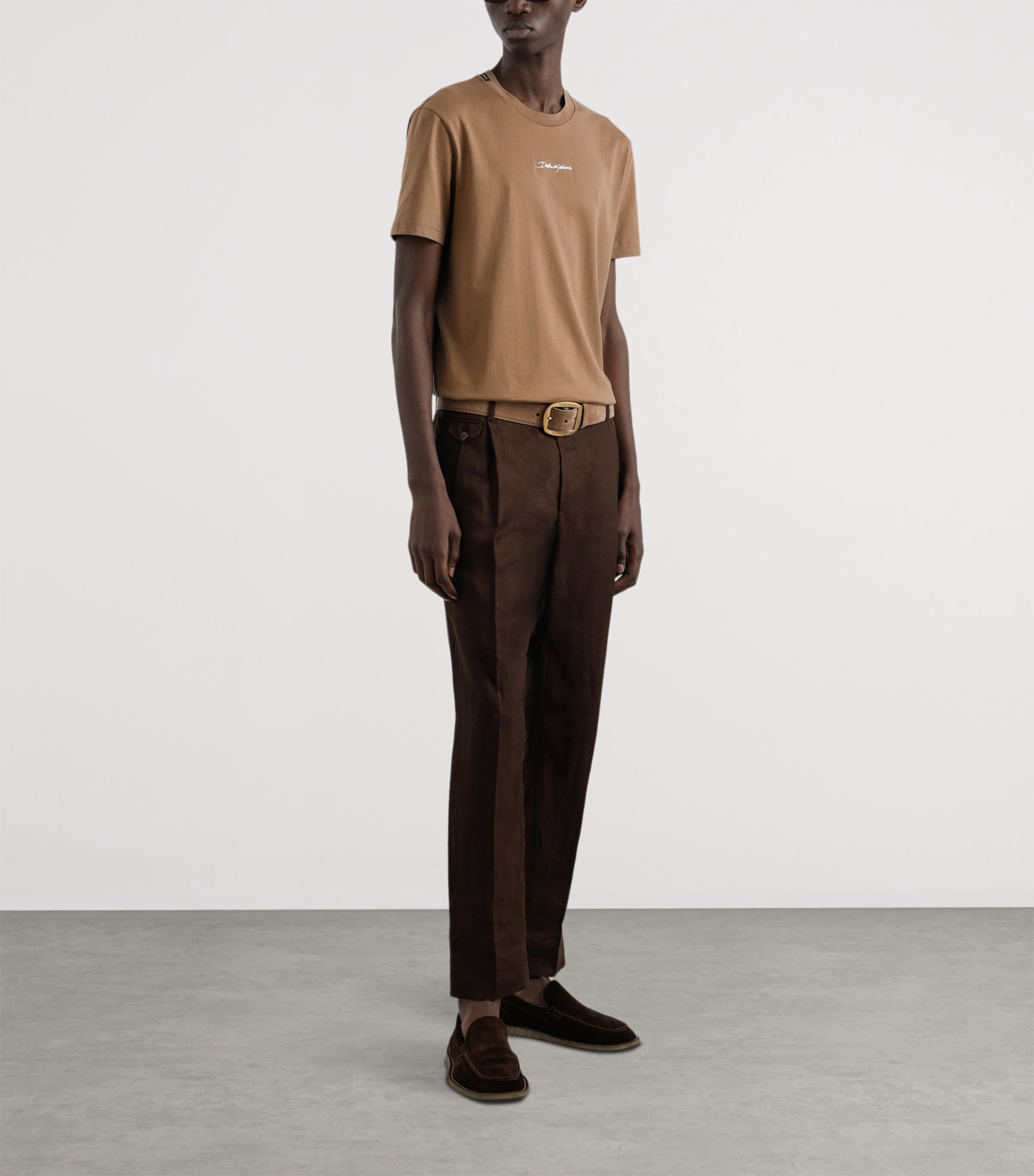 Cotton Palermo Logo T-Shirt M0672-BROWN 1 Image 3