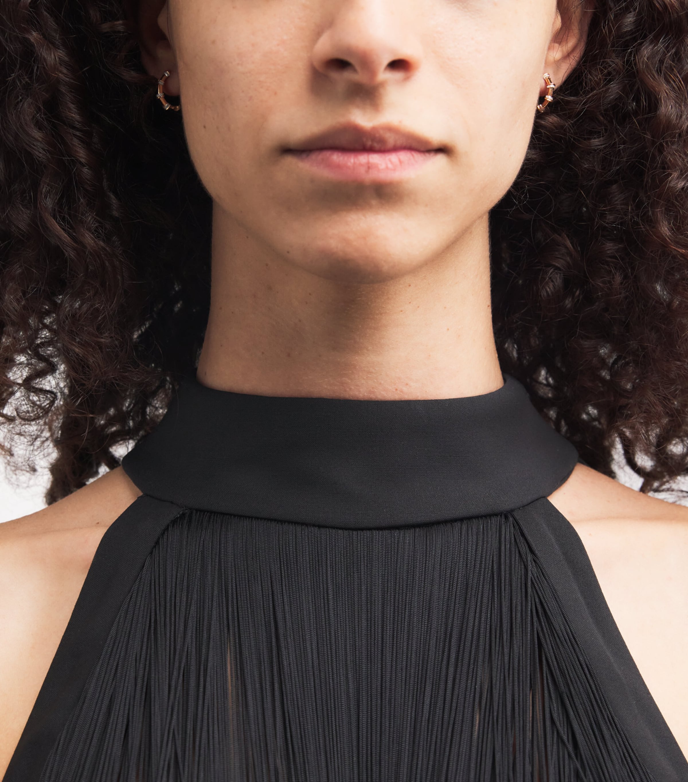 Small Yellow Gold and Diamond Warrior N*93 Hoop Earrings YELLOW GOLD Image 2