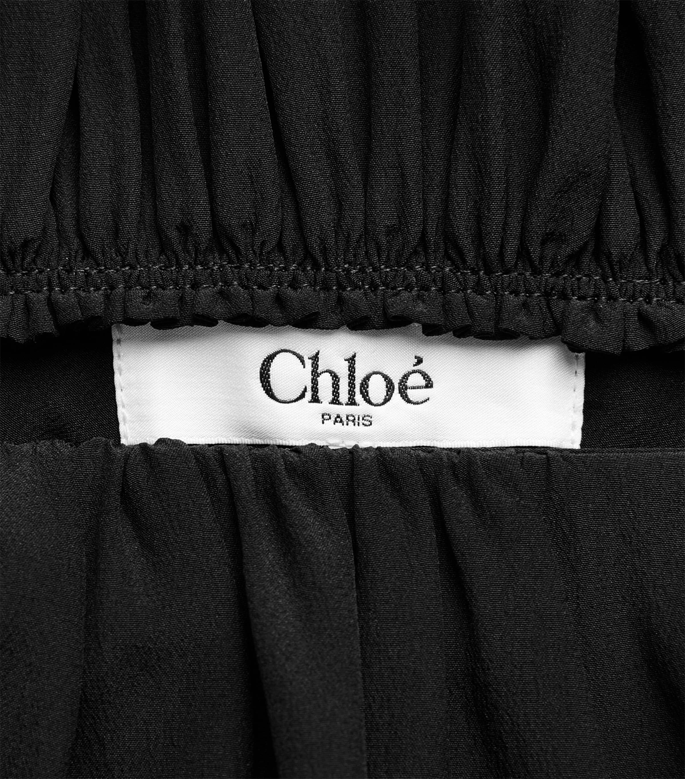 Chloé Womens Silk Ruffled Cropped Wide-Leg Trousers Black Image 2