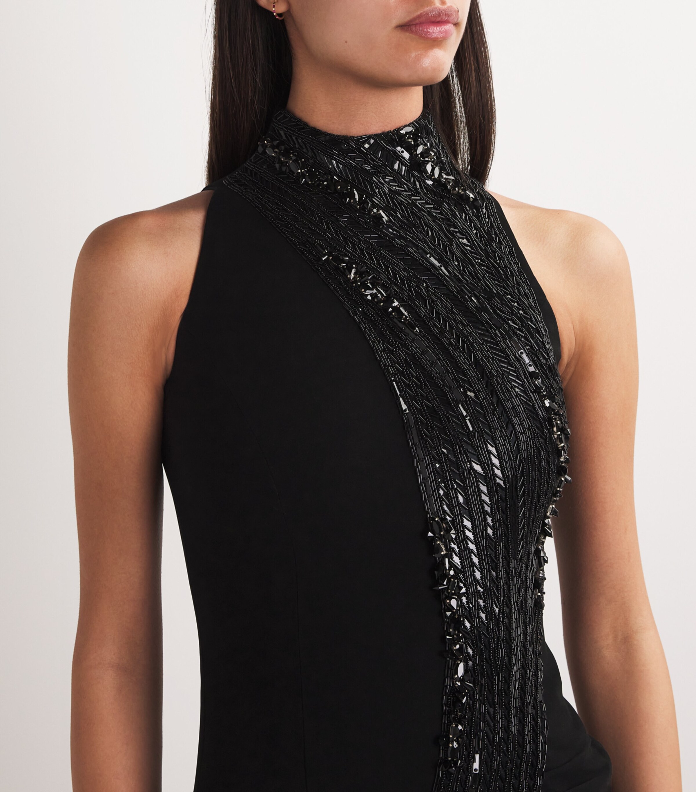 Gaurav Gupta Womens High-Neck Asymmetric Wave Mini Dress Black With Black Image 6