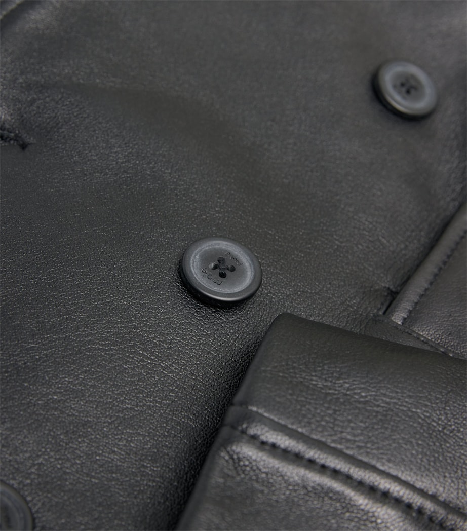 Double-Breasted Leather Jacket BLACK Image 5