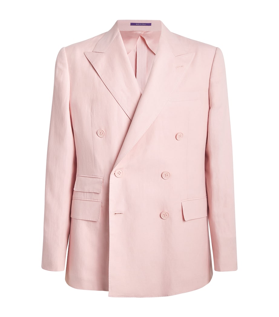 Ralph Lauren Purple Label Mens Silk-Linen Kent Blazer Soft Pink Image 1