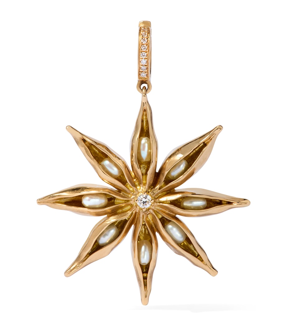Yellow Gold and Diamond Mythology Star Anise Charm Pendant YELLOW GOLD Image 1