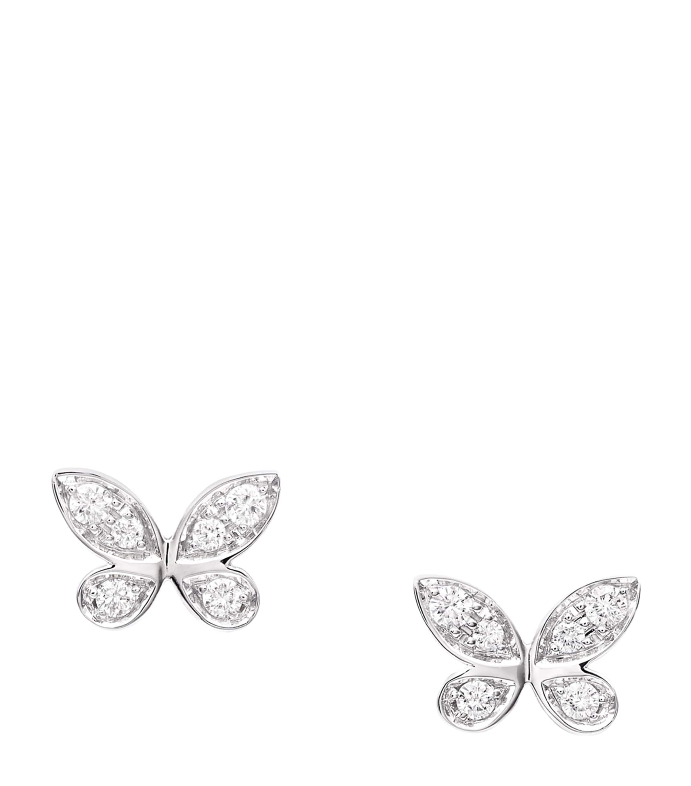 White Gold and Diamond Butterfly Stud Earrings WHITE GOLD Image 1